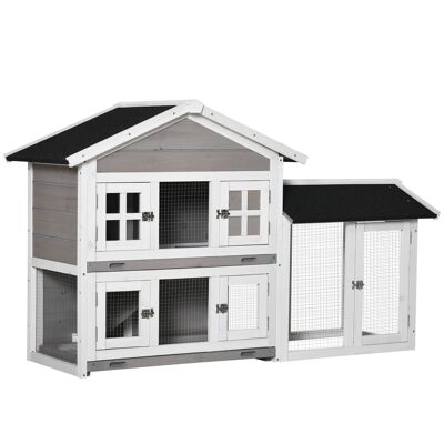 Furniture Hüsch kennel for small animals Kennel for small animals 150 x 55 x 91 cm with 2 levels wooden outside inside removable floor plate