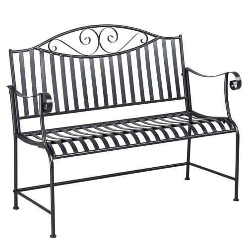 Möbel Hüsch tuinbank zitje parkbank 2-zits metalen bank stalen frame met armleuningen voor tuin balkon en terras tot 220 kg grijs 15,5 x 54 x 96 cm