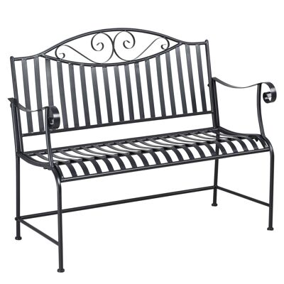 Furniture Hüsch garden bench sitting park bench 2-seats metal bench steel frame with armrests for garden balcony and terrace up to 220 kg gray 15.5 x 54 x 96 cm