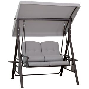 Meuble Hüsch 2-zits tuinschommelstoel avec luifel kussenblad métal polyester gris 162 x 118 x 173 cm