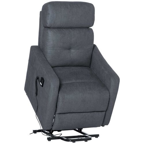 Möbel Hüsch elektrische fauteuil TV-fauteuil fauteuil met afstandsbediening sta-fauteuil met ligfunctie polyester stof staalgrijs 71 x 94 x104 cm