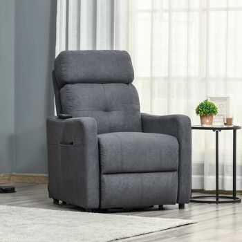 Meubles Hüsch fauteuil électrique fauteuil TV fauteuil avec télécommande fauteuil avec fonction lumineuse tissu polyester staalgrijs 71 x 94 x104 cm 2