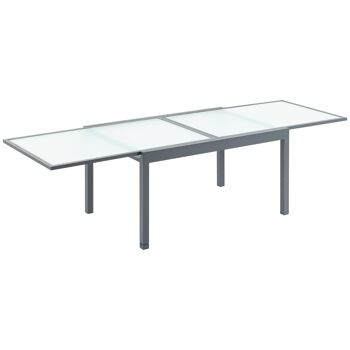 Möbel Hüsch Tuintafel Eettafel Table de Balcon avec Lame de Verre Gehard Extérieur Aluminium Uitschuifbare Tuin Tuinmeubelen Rechthoek Grijs Blanc 1