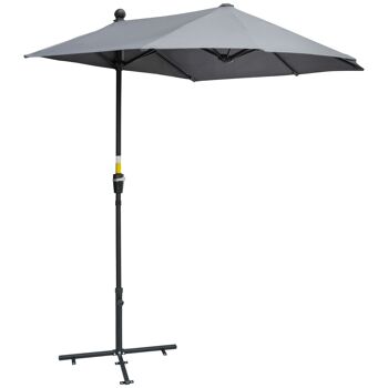 Möbel Hüsch Parasol de balcon demi-rond 2 x 2 m avec arceau imperméable pour vos terrasses intérieures 100 % polyester gris foncé 1