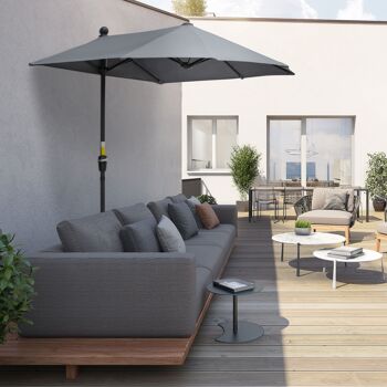 Möbel Hüsch Parasol de balcon demi-rond 2 x 2 m avec arceau imperméable pour vos terrasses intérieures 100 % polyester gris foncé 2