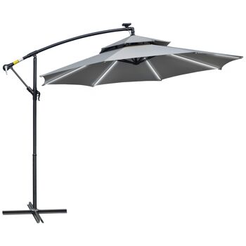 Meubles Hüsch Verkeerslichtparasol Ø295 cm Parasol LED avec paraplu standard du marché waterafstotend pour grilles lumineuses en aluminium tuinterras 1