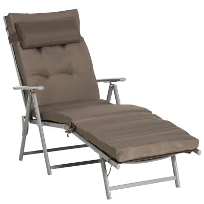 Mueble Hüsch ligstoel strandligstoel tuinligstoel opklapbaar verstelbaar con cojines en tela metálica marrón + plata 137 x 63,5 x 100,5 cm