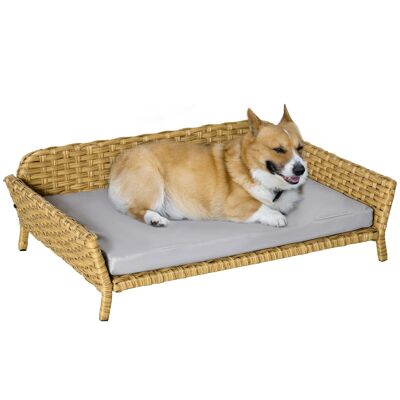 Muebles Hüsch rotan sofá y cama para perros con cojines y sofá para gatos para perros pequeños y medianos, resistente amarillo 84 x 53 x 25 cm