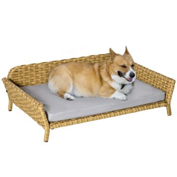 Meubles Hüsch Canapé et lit pour chien en rotin avec coussins et canapé pour chat pour chiens de petite et moyenne taille, jaune résistant 84 x 53 x 25 cm 1