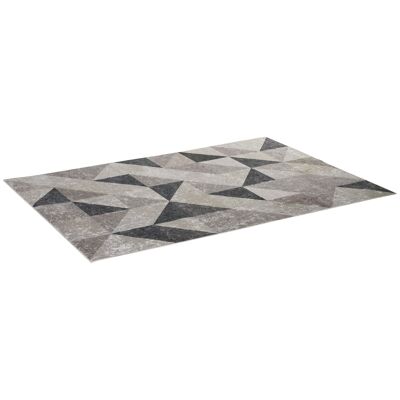 Möbel Hüsch-tapijt in trendy design, modern tapijt met geometrische vormen voor woonkamer, slaapkamer, vliescoating, grijs + zwart + wit, 230 x 160 cm