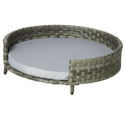 Möbel Hüsch hondenmand hondenmand hondensofa kattenmand met kussen kattensofa hondenmand voor middelgrote en kleine honden rotan grijs 75 x 75 x 20 cm