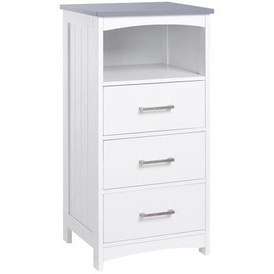 Kleankin bathroom cabinet bathroom cabinet bathroom drawer cabinet with 3 drawers and open vacuum bathroom cabinet small modern white 40 x 33 x 80 cm