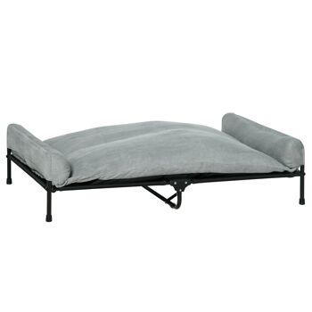 Meubles Hüsch verhoogde hondenmand hondenligstoel huisdierbed slaapplaats hondensofa hondenbed avec coussins intérieur/extérieur noir+gris clair 120x80x30cm 1