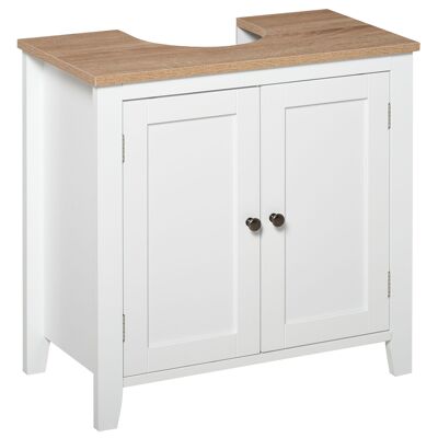 Kleankin washstand furniture bathroom furniture washstand furniture with adjustable plank white+natural 60 x 30 x 60 cm