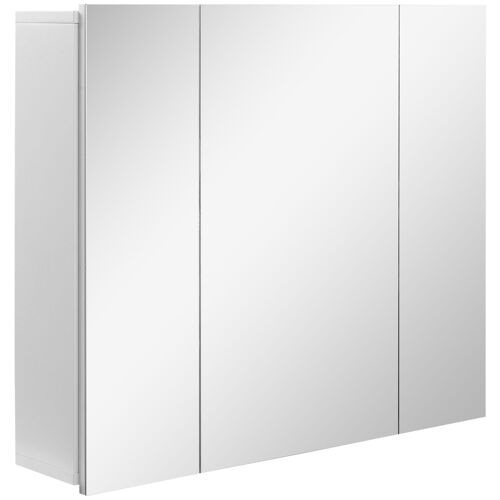 kleankin spiegelkast badkamermeubel wandkast voor badkamer 3 deuren badkamerspiegel wit 70 x 15 x 60 cm