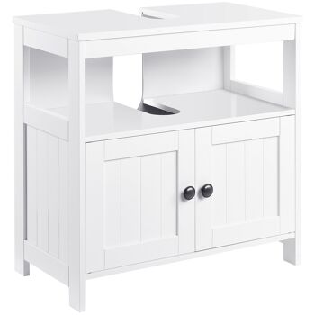 Kleankin Meuble de rangement pour salle de bain avec vasque ouverte blanc 60 x 30 x 60 cm 1