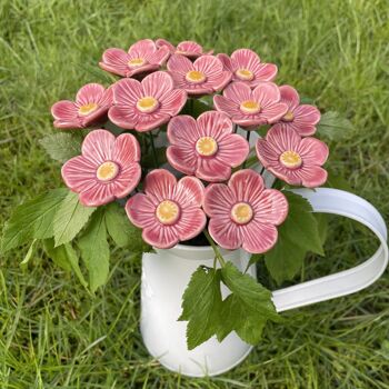 Fleurs de prunier rose en céramique, tuteur végétal 1