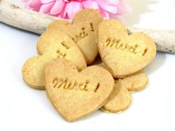 20 Biscuits sablés "Merci !" en forme de coeur