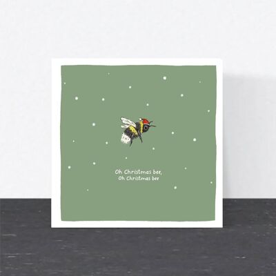 Tarjeta divertida de juego de palabras navideñas - Oh Christmas Bee