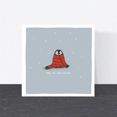 Lustige Weihnachtskarte mit Wortspiel - Baby, es ist kalt draußen