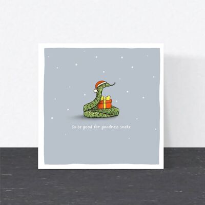 Lustige Weihnachtskarte mit Wortspiel - So be Good for Good Snake