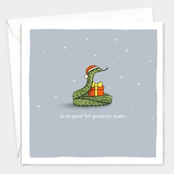 Carte de jeu de mots drôle de Noël - Alors soyez bon pour Goodness Snake 2