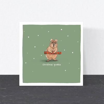 Funny Christmas Pun Card - Christmas Quokka