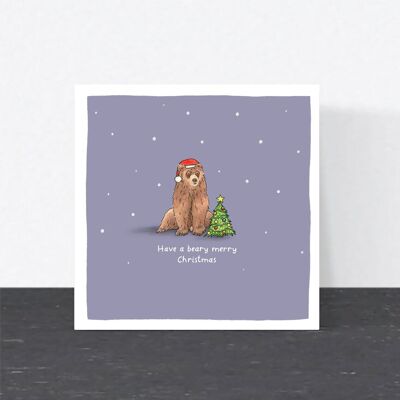 Lustige Weihnachtskarte mit Wortspiel - Have a Beary Frohe Weihnachten