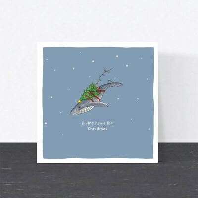 Lustige Weihnachtskarte mit Wortspiel - Diving Home for Christmas