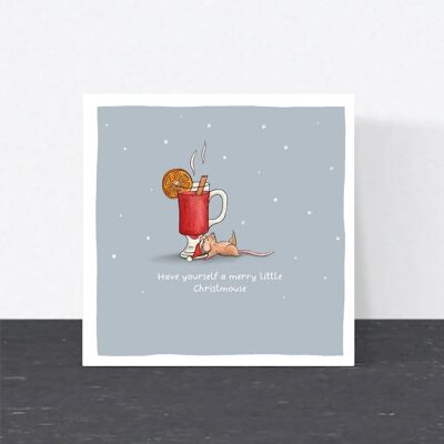 Lustige Weihnachtskarte mit Wortspiel - Have Yourself a Merry Little Christmouse