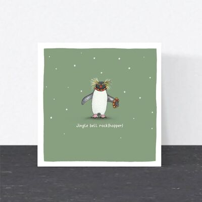 Lustige Weihnachtskarte mit Wortspiel - Jingle Bell Rock(hopper)
