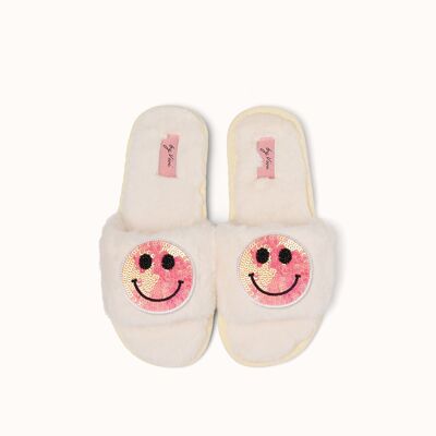 Brooch for slippers: Smiley Pink