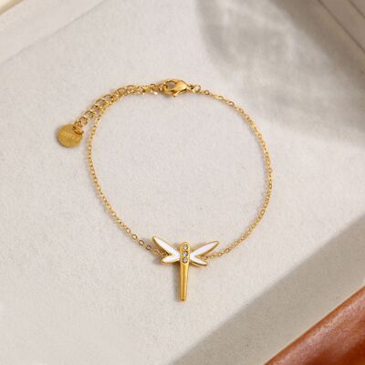 Golden chain bracelet with dragonfly