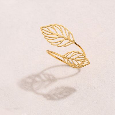 Thin gold leaf ring opening at the front