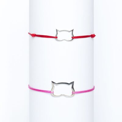 bracelet Isatis ajouré argent PM (cordon rouge)