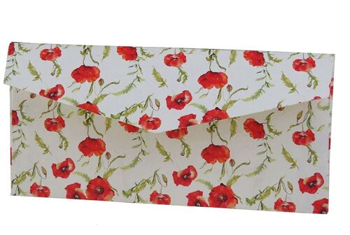 Enveloppe en papier artisanal, motif fleur rouge coquelicot, collection poppy