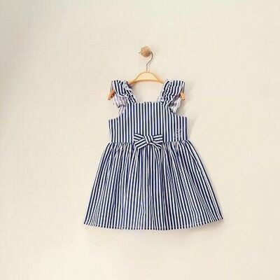 A Pack of  Four Sizes %100 Cotton, Elegant Striped Strappy Summer Dress for 3-6Y