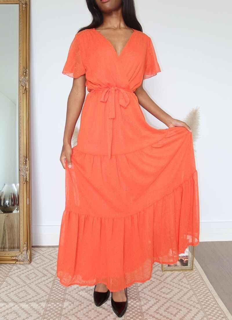 ABITO LUNGO IN VOILE ARANCIO - QYSEL ORANGE