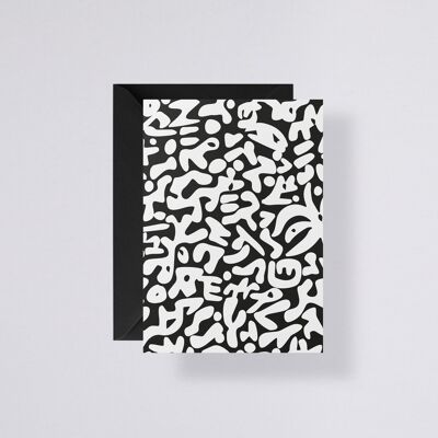 Grußkarte Da Da Da - mit schwarzem Umschlag |300 g Premium-Papier | Blanko | 2.5 mm Punktraster Grau |Briefumschlag