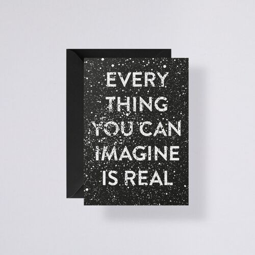 Grußkarte Everything You Can Imagine - mit schwarzem Umschlag |300 g Premium-Papier | Blanko | 2.5 mm Punktraster Grau |Briefumschlag
