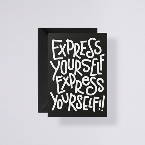 Grußkarte Express Yourself - mit schwarzem Umschlag |300 g Premium-Papier | Blanko | 2.5 mm Punktraster Grau |Briefumschlag