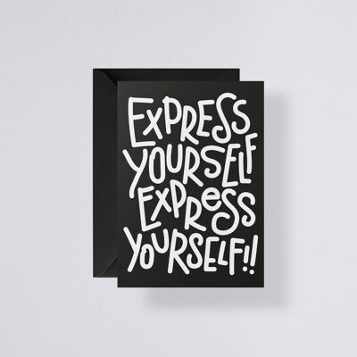 Carte de vœux Express Yourself - avec enveloppe noire | Papier premium 300 g | Vierge | 2.Enveloppe grise à grille de points de 5 mm |
