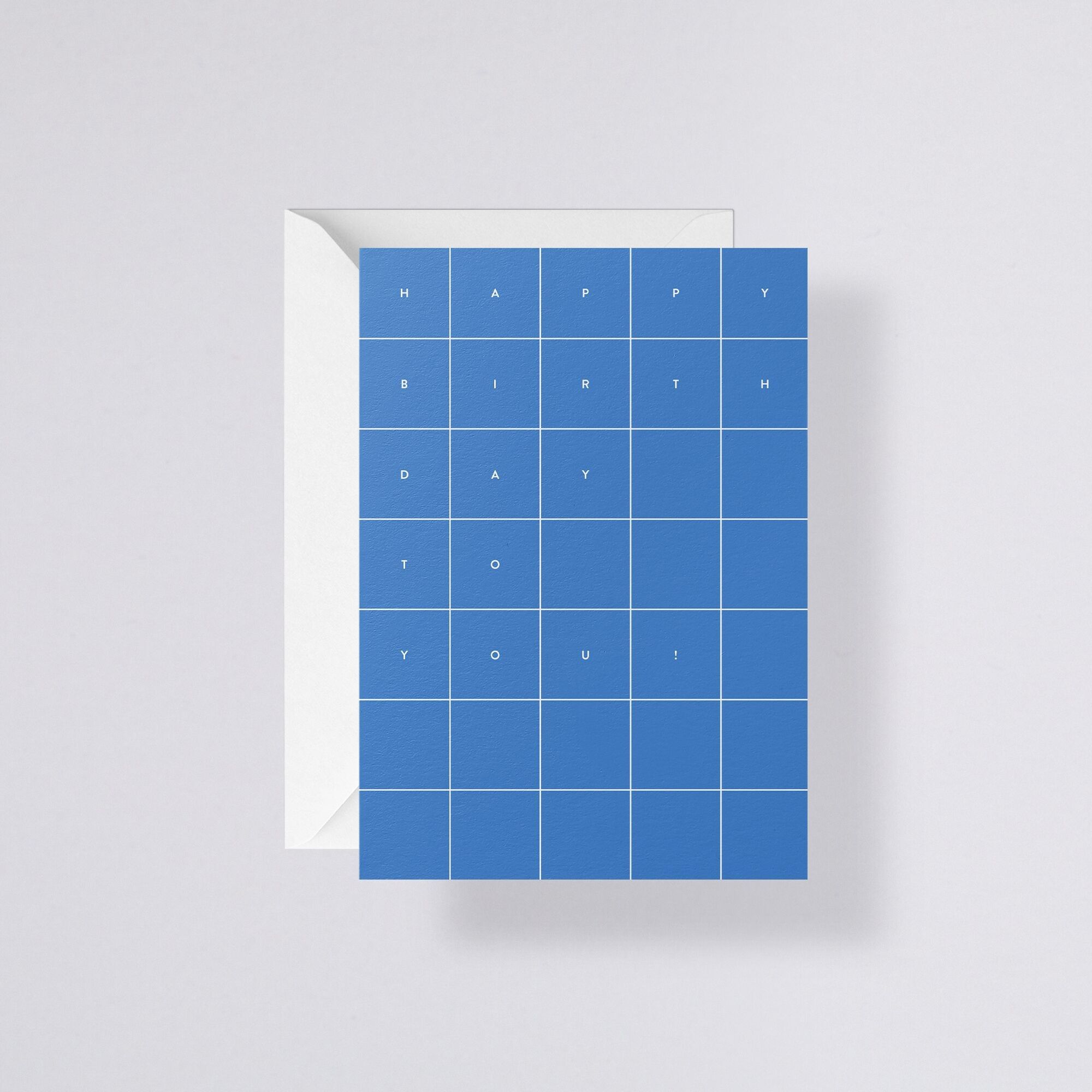 Happy Birthday greeting card - with white envelope | 300 g premium paper | Blank | 2.5 mm dot grid grey |Envelope