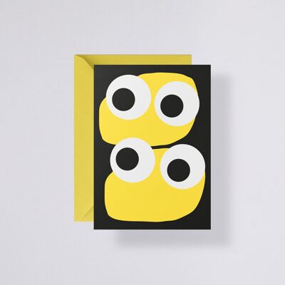 Grußkarte Jim - mit gelbem Umschlag |300 g Premium-Papier | Blanko | 2.5 mm Punktraster Grau |Briefumschlag