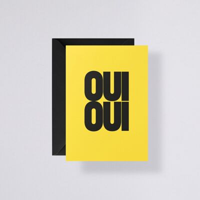 Carte de vœux Oui Oui - avec enveloppe noire | Papier premium 300 g | Vierge | 2.Enveloppe grise à grille de points de 5 mm |