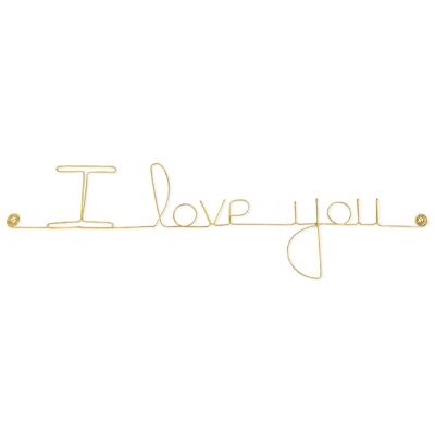 Valentinstag-/Muttertags-Liebesbotschaft aus goldenem Messingdraht „Ich liebe dich“ – Wanddekoration
