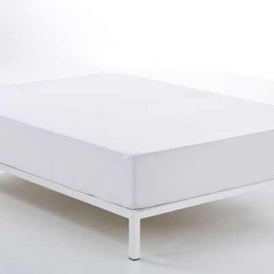 Drap housse en satin blanc - Lit 105 (longueur 210 et hauteur 35 cm) - 100% coton - 300 fils. Poids : 118