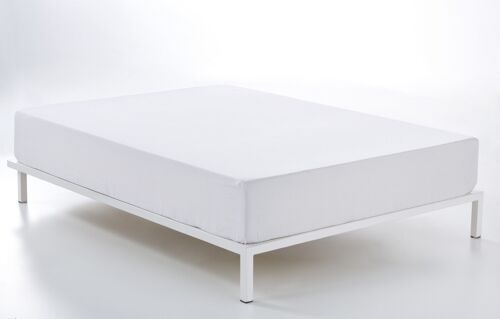 Bajera ajustable  de satén color blanco - Cama de 160 (largo 210 y alto 35 cm) - 100% algodón - 300 hilos. Gramage: 118