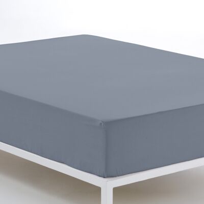 Verstellbares Spannbettlaken in Stahlfarbe – Bett 105 (Höhe 35 cm) – 100 % Baumwolle – 200 Fäden. Gewicht: 125