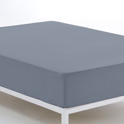 Lenzuolo con angoli regolabile color acciaio - letto 135/140 (altezza 35 cm) - 100% cotone - 200 fili. Peso: 125